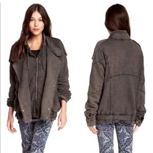 Free People Breakfast Club Oversized Fleece Moto Jacket Medium/Large